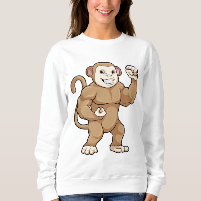 Affe als Bodybuilder in der Bodybuilding Sweatshirt (Vorderseite)