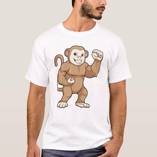 Affe als Bodybuilder in der Bodybuilding T-Shirt (Vorderseite)