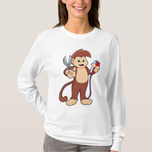 Affe als Friseur mit Schere & Razor T-Shirt