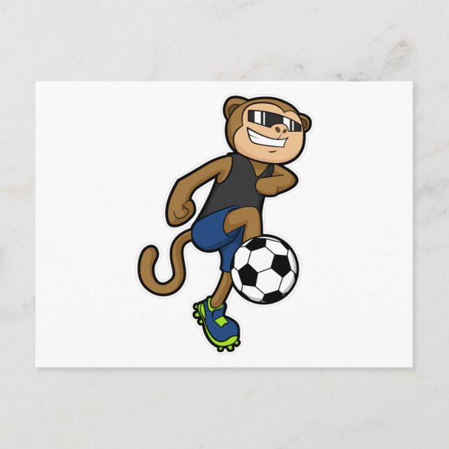 Affe als Fußballspieler im Fußball Postkarte (Vorderseite)