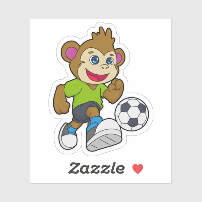 Affe als Fußballspieler mit Fußball Aufkleber (Blatt)