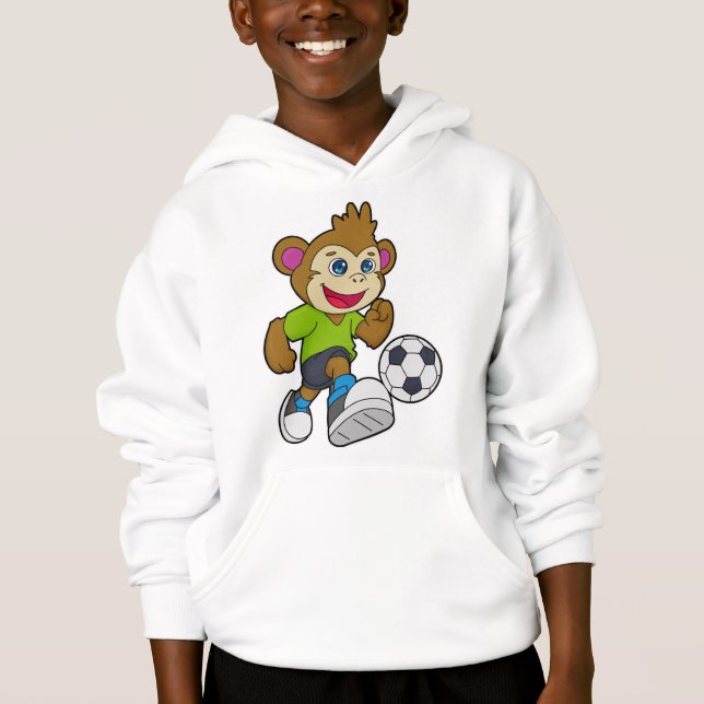 Affe als Fußballspieler mit Fußball Hoodie (Vorderseite)