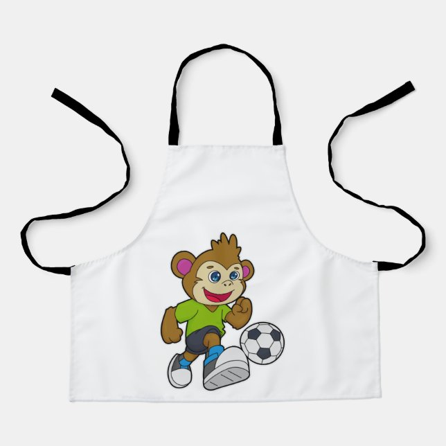 Affe als Fußballspieler mit Fußball Schürze (Vorderseite)