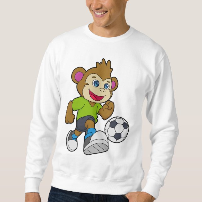 Affe als Fußballspieler mit Fußball Sweatshirt (Vorderseite)