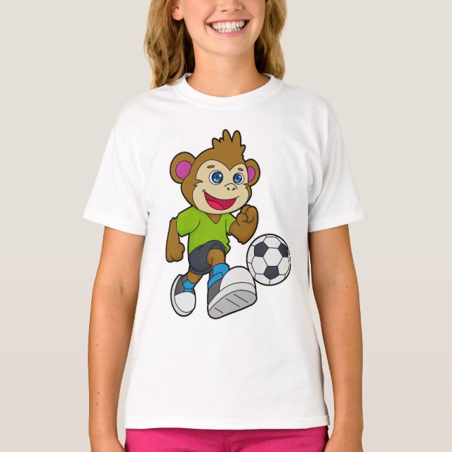 Affe als Fußballspieler mit Fußball T-Shirt (Vorderseite)