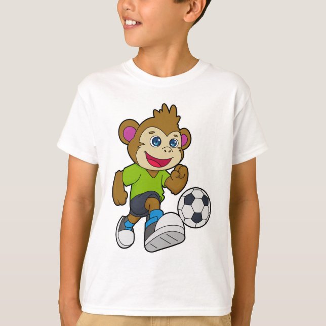Affe als Fußballspieler mit Fußball T-Shirt (Vorderseite)
