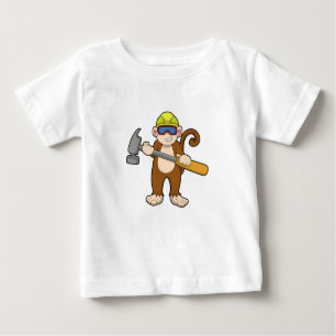 Affe als Handwerker mit Hammer Baby T-shirt