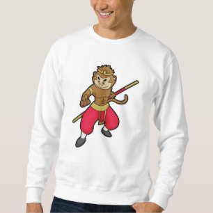 Affe als Krieger mit Stab & Headband Sweatshirt