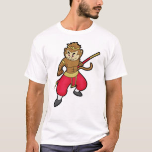 Affe als Krieger mit Stab & Headband T-Shirt