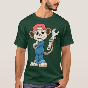 Affe als Mechanik mit Werkzeugen und Helm T-Shirt
