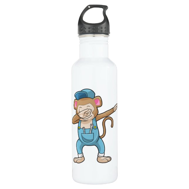 Affe als Mechaniker beim Hip Hop Dance Dab Edelstahlflasche (Vorderseite)