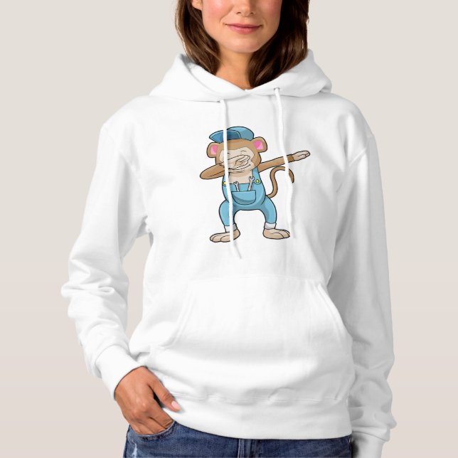Affe als Mechaniker beim Hip Hop Dance Dab Hoodie (Vorderseite)