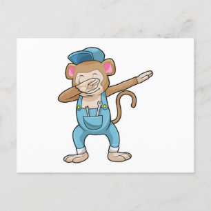 Affe als Mechaniker beim Hip Hop Tanz Dab Postkarte