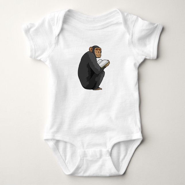 Affe als Nerd mit Buch Baby Strampler (Vorderseite)