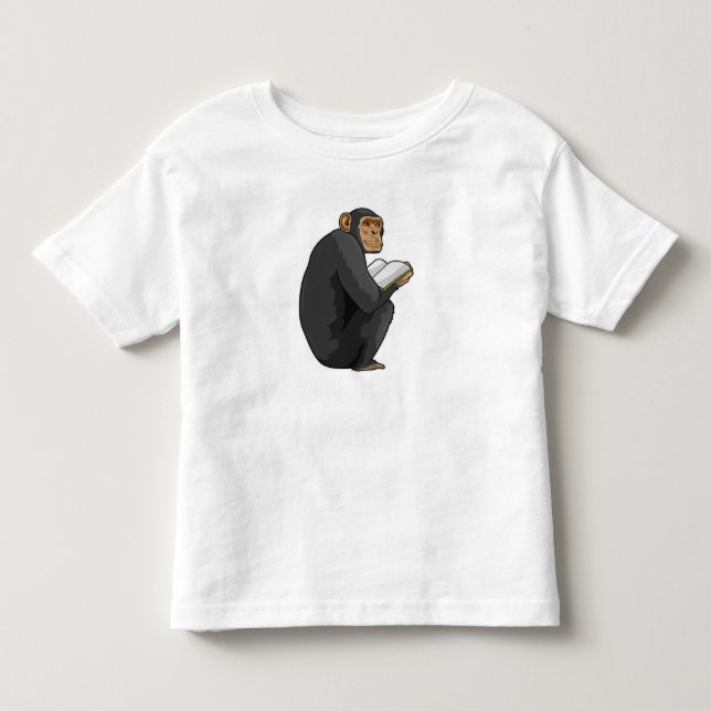 Affe als Nerd mit Buch Kleinkind T-shirt (Vorderseite)