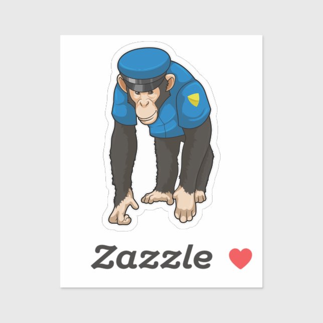 Affe als Polizeibeamter mit einheitlicher Aufkleber (Blatt)