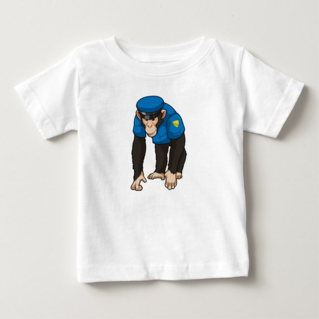 Affe als Polizeibeamter mit einheitlicher Baby T-shirt (Vorderseite)