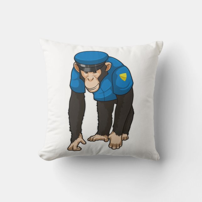 Affe als Polizeibeamter mit einheitlicher Kissen (Vorderseite)
