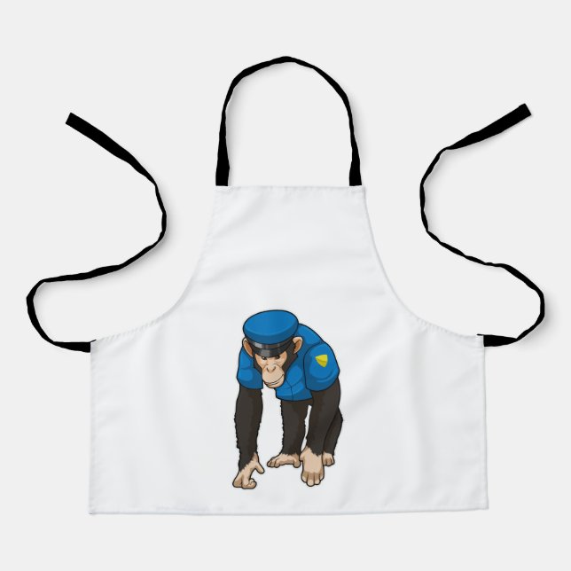 Affe als Polizeibeamter mit einheitlicher Schürze (Vorderseite)