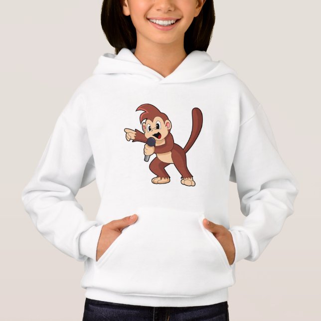 Affe als Sänger mit Mikrofon.PNG Hoodie (Vorderseite)