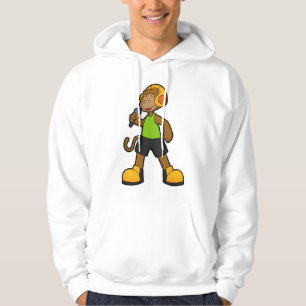 Affe als Sänger mit Mikrofon und Kopfhörer Hoodie