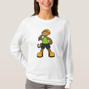Affe als Sänger mit Mikrofon und Kopfhörer T-Shirt