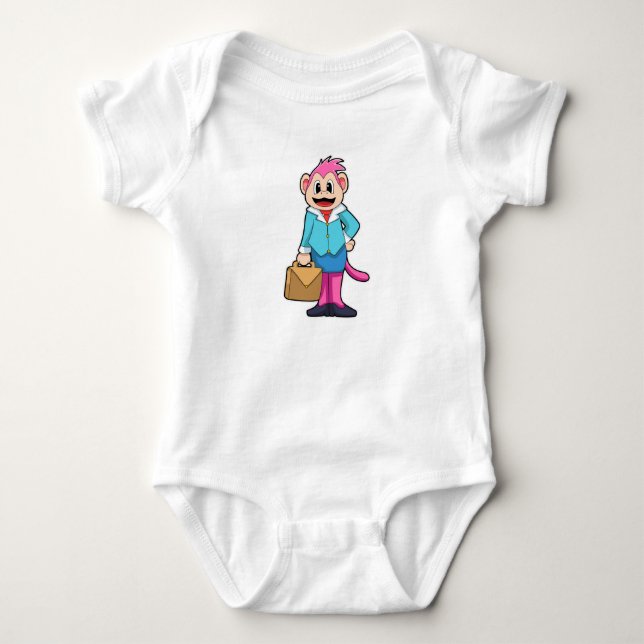 Affe als Sekretär im Beutel Baby Strampler (Vorderseite)