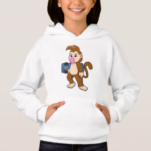 Affe als Skater mit Skateboard Hoodie