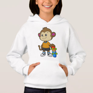 Affe als Skater mit Skateboard Hoodie