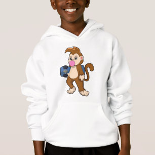 Affe als Skater mit Skateboard Hoodie