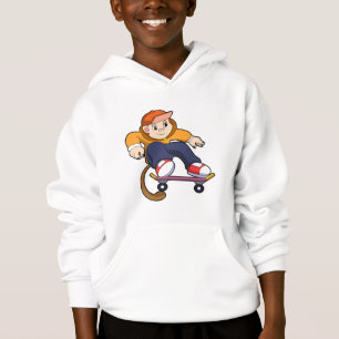 Affe als Skater mit Skateboard Hoodie
