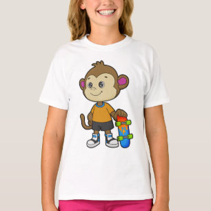 Affe als Skater mit Skateboard T-Shirt