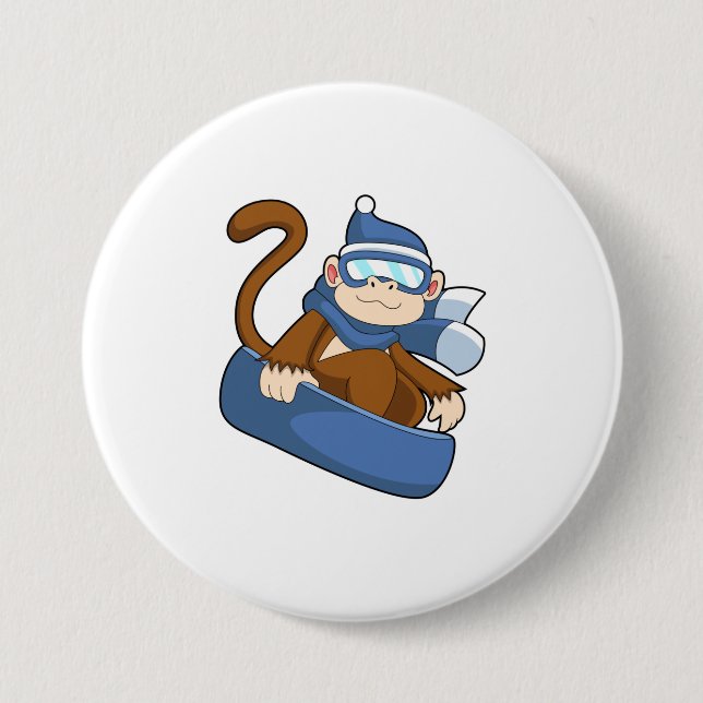 Affe als Snowboarder mit Sonowboard.PNG Button (Vorderseite)