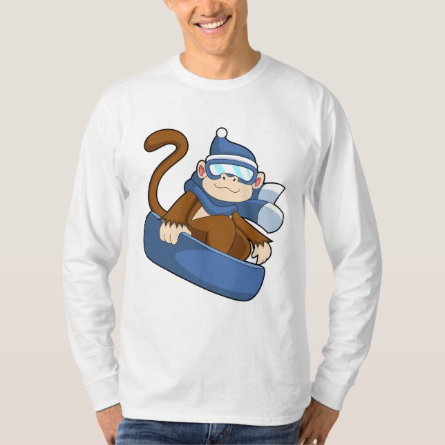 Affe als Snowboarder mit Sonowboard.PNG T-Shirt (Vorderseite)