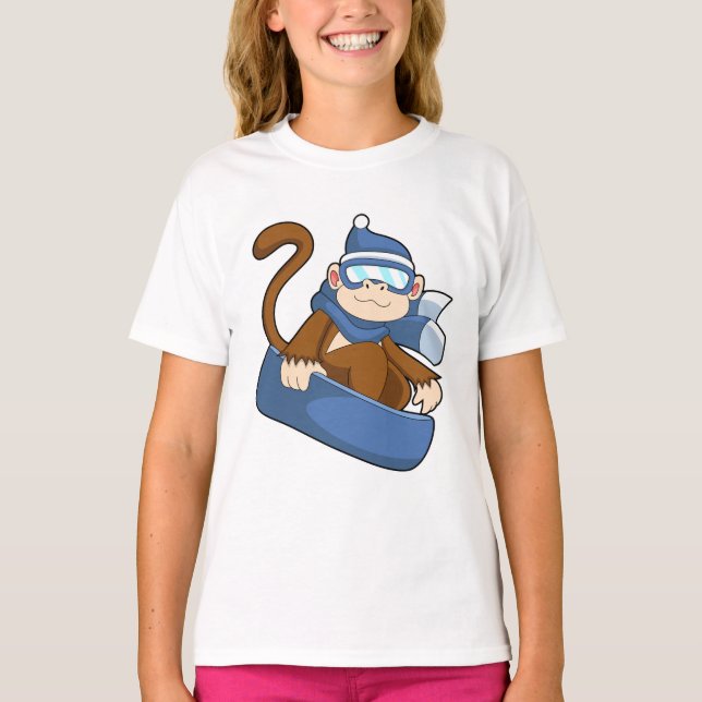 Affe als Snowboarder mit Sonowboard.PNG T-Shirt (Vorderseite)