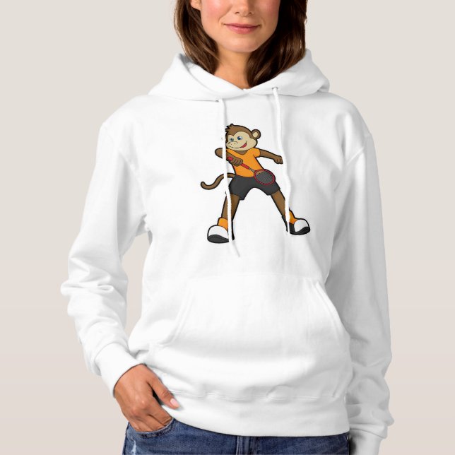 Affe als Tennisspieler mit Tennisschläger Hoodie (Vorderseite)