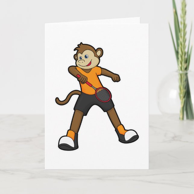 Affe als Tennisspieler mit Tennisschläger Karte (Vorderseite)