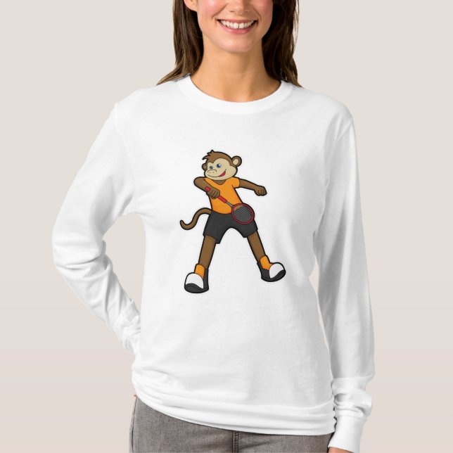 Affe als Tennisspieler mit Tennisschläger T-Shirt (Vorderseite)