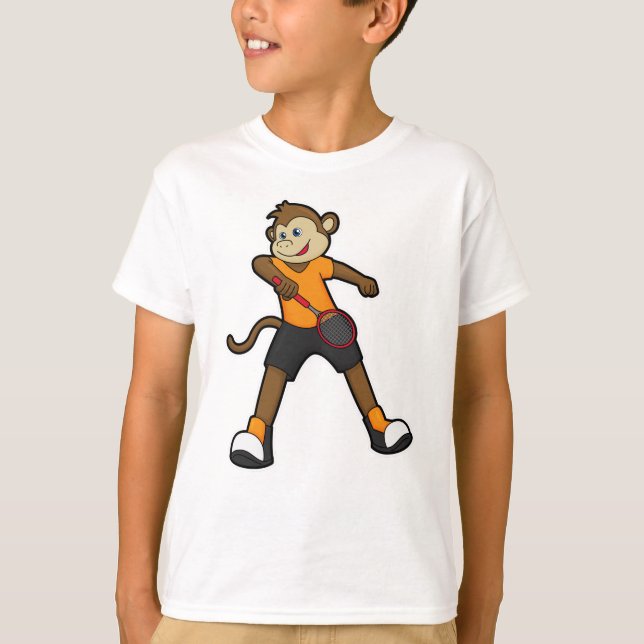 Affe als Tennisspieler mit Tennisschläger T-Shirt (Vorderseite)