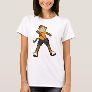 Affe als Tennisspieler mit Tennisschläger T-Shirt