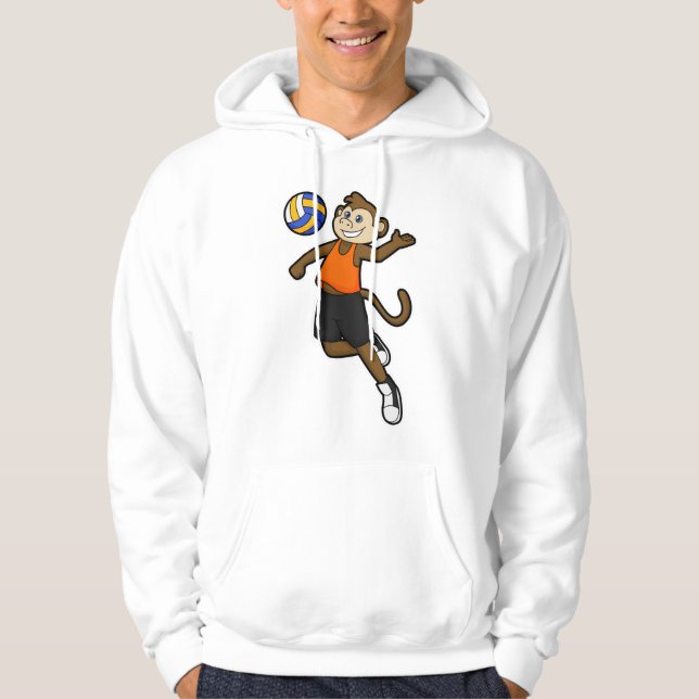 Affe als Volleyballspieler mit Volleyball Hoodie (Vorderseite)