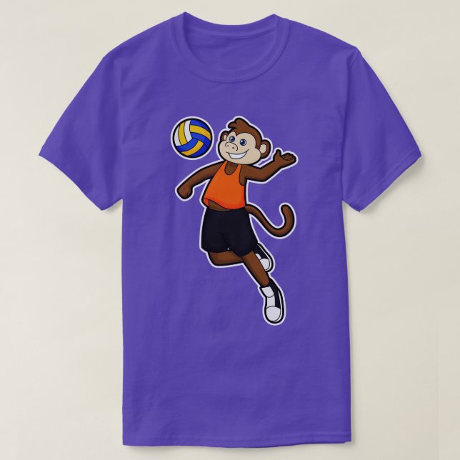 Affe als Volleyballspieler mit Volleyball T-Shirt (Design vorne)