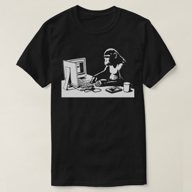 Affe am Computer T-Shirt (Design vorne)