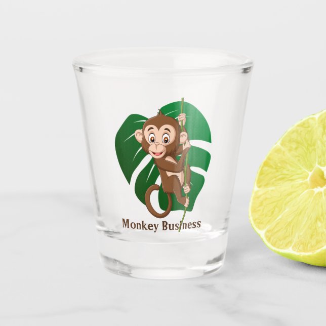 Affe auf einem Scheitelglas Schnapsglas (Vorderseite)
