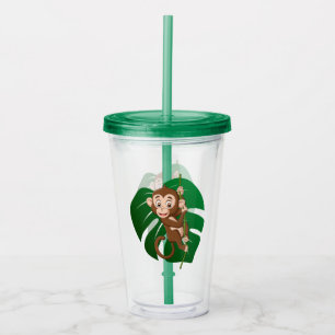 Affe auf einem Vine Design Acrylic Tumbler Acryltrinkbecher