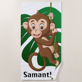 Affe auf einem Vine Design Beach Handtuch