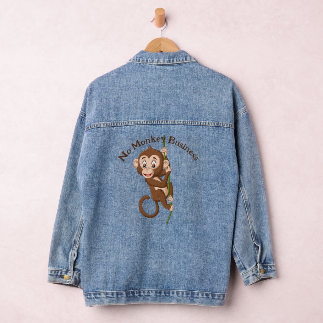 Affe auf einem Wein-Design Denim Jacket Jeansjacke (Hangar)
