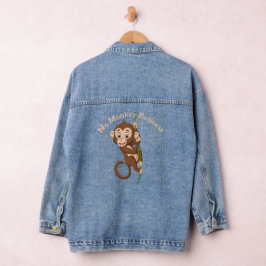 Affe auf einem Wein-Design Denim Jacket Jeansjacke