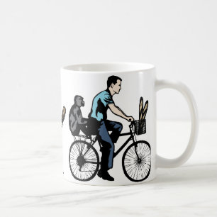 Affe auf Fahrrad Kaffeetasse