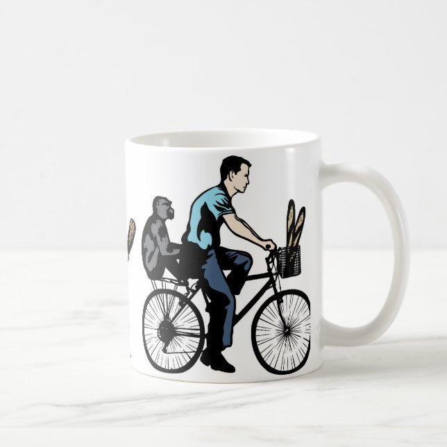 Affe auf Fahrrad Kaffeetasse (Rechts)